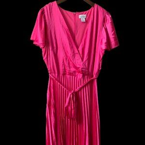 Nicole Miller Pink Satin Pleated Dress Size 12